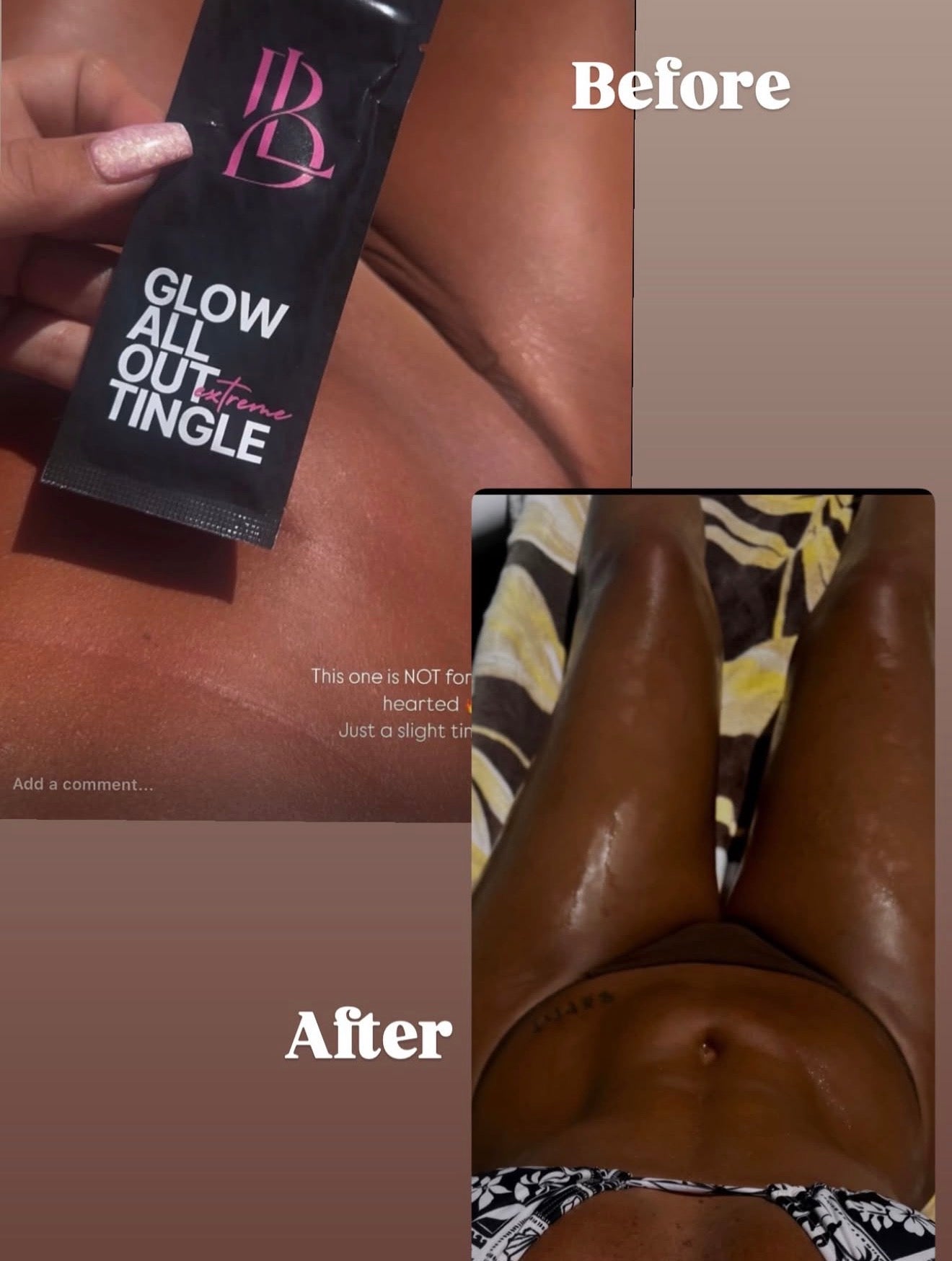 Glow all out tingle sun bed cream